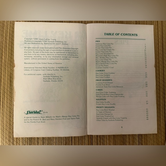 Famous Florida! Key Lime Desserts Cookbook By Joyce Lafray Young 1987 - Picture 4 of 7